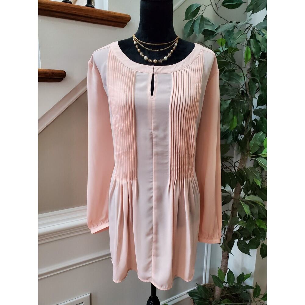 Jessica London Women's Pink Polyester Round Neck Long Sleeve Top Blouse Size 20